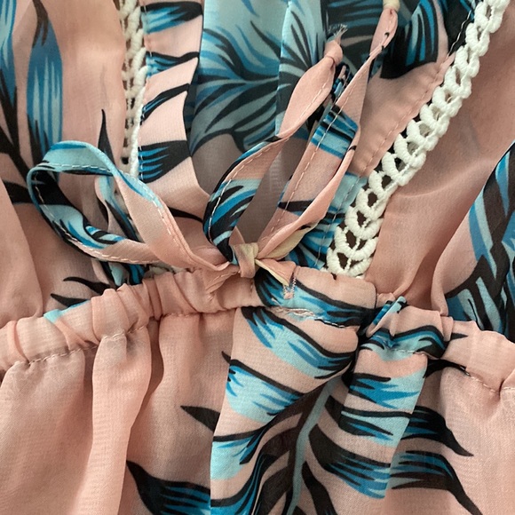 Miken Swim VNeck Tropical Beach Coverup Dress Shear size M - Picture 4 of 5